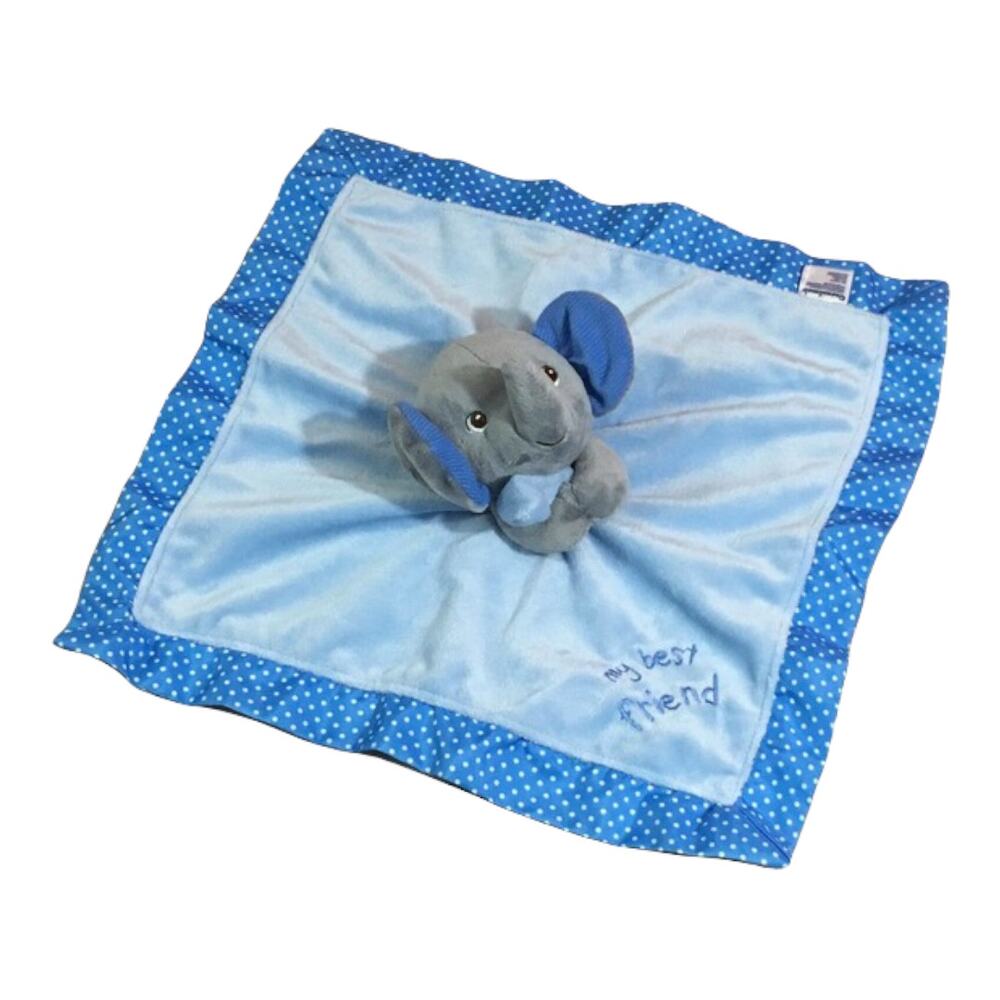 Baby Nunu Blankie Garanimals My Best Friend Elephant Lovey Blue Polka Dot 14"